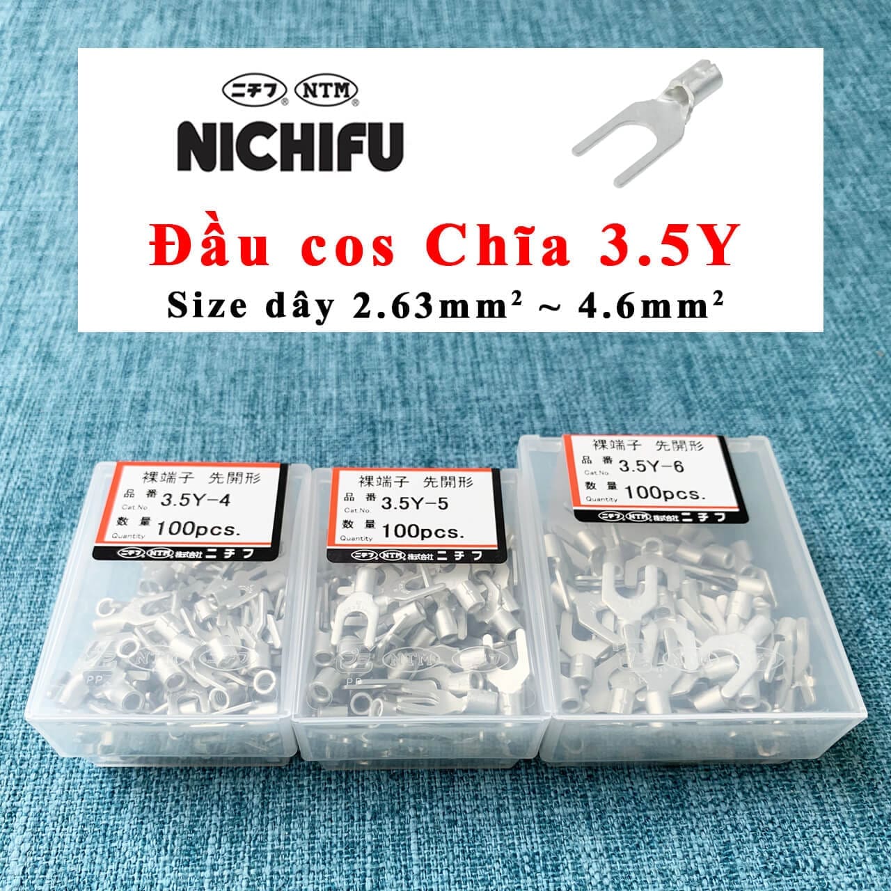 đầu cos nối dây điện; đầu cosse nối dây điện; đầu nối dây điện; đầu cos dây điện; đầu cốt nối dây điện; đầu cos bấm dây điện; đầu cos bấm nối dây điện; cos chỉa y nichifu 4mm; cos chỉa nichifu 3.5y; nichifu supplier in vietnam; nichifu distributor in vietnam; brand Nichifu ニチフ solderless terminals brand made in JAPAN;