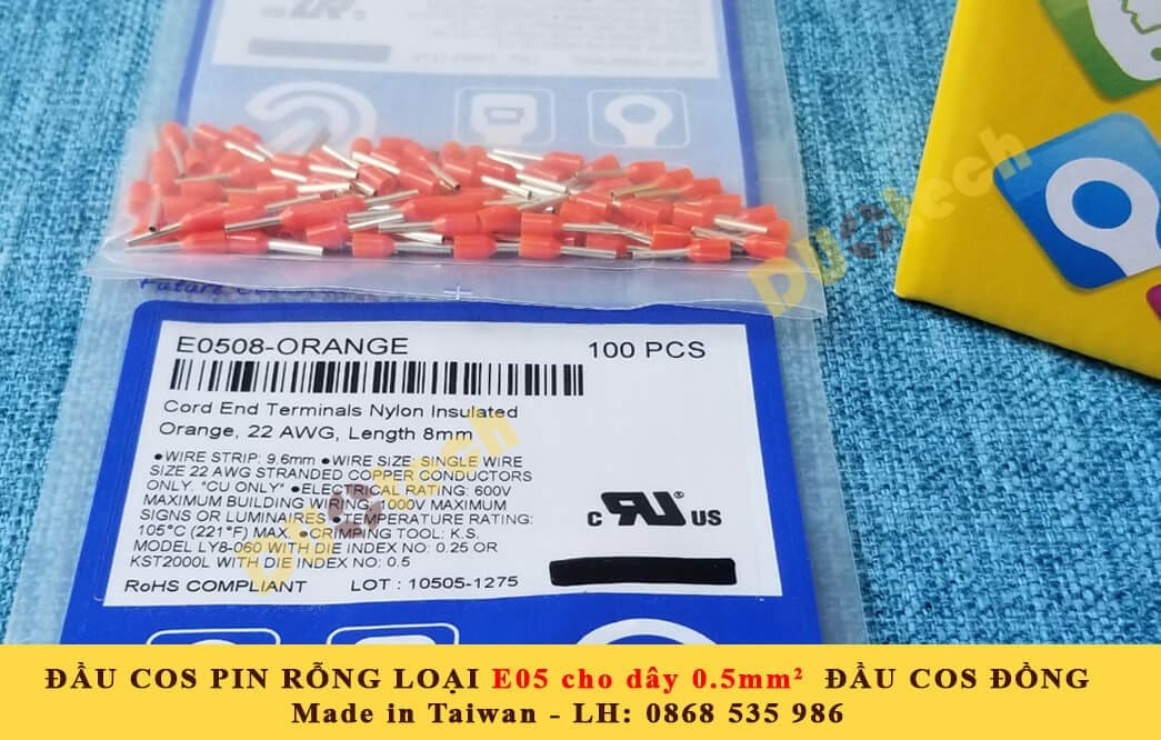 cosse pin rỗng nhựa 0.5mm