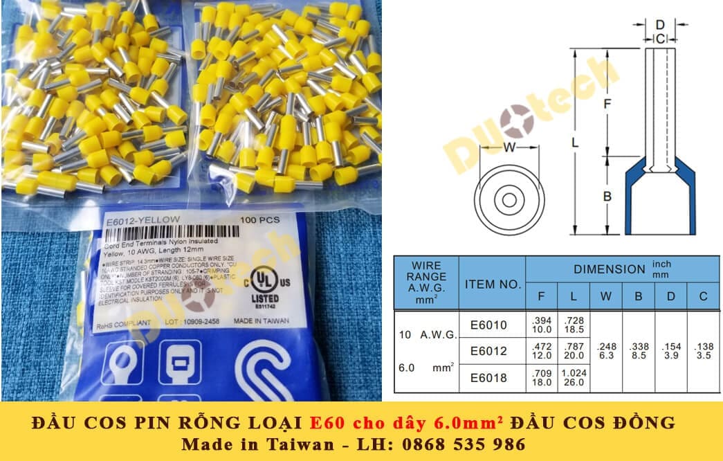 đầu cos pin rỗng e6010 kst; đầu cos pin rỗng e6018 kst; đầu cos pin rỗng 6mm e6010; mua cos pin dây 6mm e6018; mua cos pin rỗng 6mm kst