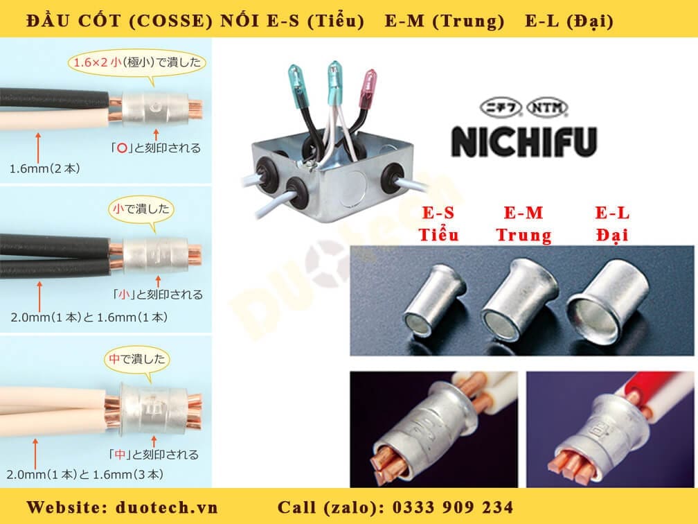 đầu cốt nối đại e-m; đầu cốt nối đại e-l nichifu; đầu cos đại e l nichifu; đầu cosse nối e-l nichifu; mua đầu cốt nối e-l nichifu