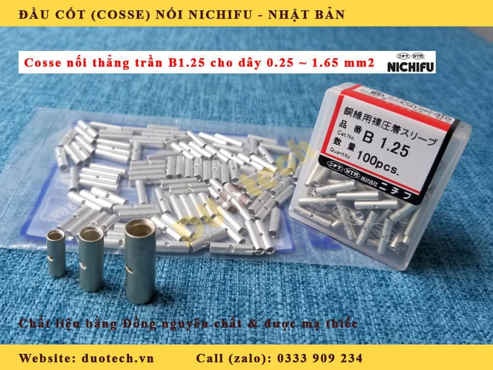 đầu cosse nối thẳng b1.25 nichifu; đầu cosse b 1.25 nichifu; đầu cốt nối b 1.25 nichifu; mua cosse nối dây điện; mua đầu cốt nối nichifu