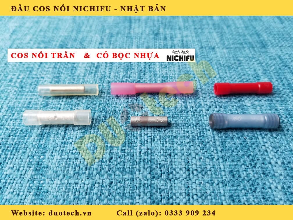 đầu cos nối dây điện; đầu cosse nối dây điện; đầu nối dây điện; đầu cos dây điện; đầu cốt nối dây điện; đầu cos bấm dây điện; đầu cos bấm nối dây điện; đầu cốt nối thẳng nichifu; đầu cos nối thẳng; đầu cốt đồng nối thẳng; đầu cosse nối dây điện; cos nối thẳng nichifu; ニチフ 裸圧着端子; 丸形端子; 二ツ穴端子; 角形二ツ穴端子; ブレーカー用端子; 角先開形端子; 棒状形端子; 板状形端子; 直線突合わせ用スリーブ; 直線重ね合わせ用スリーブ; 終端重ねあわせ用スリーブ (大-中-小); 耐熱端子 丸形; 環境配慮形絶縁付端子; 丸形端子; 角先開形端子; 板状形端子; 直線突合わせ用スリーブ; 圧着工具; 絶縁被覆付圧着端子 閉端接続子; フェルール形端子; 絶縁被覆付平形接続端子