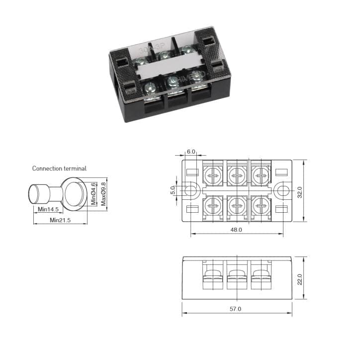 Cầu đấu nối dây điện Hivero HFTB-303 Domino khối 30A 3 cực (3P) - Image 2