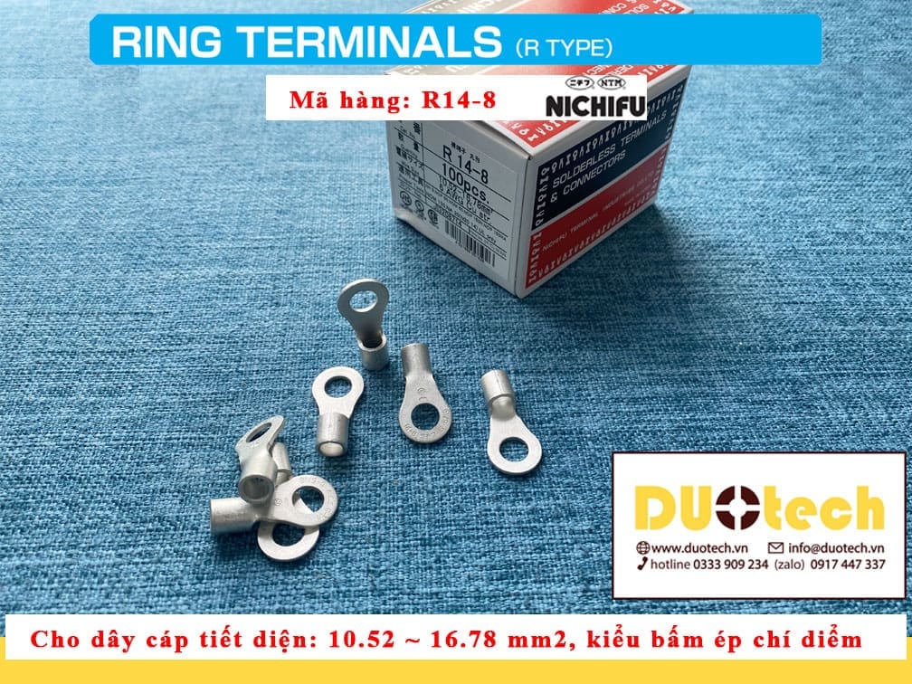đầu cos tròn R14-4 R14-5 R14-6 R14-8 R14-10 R14-12 s hãng Nichifu Nhật Bản