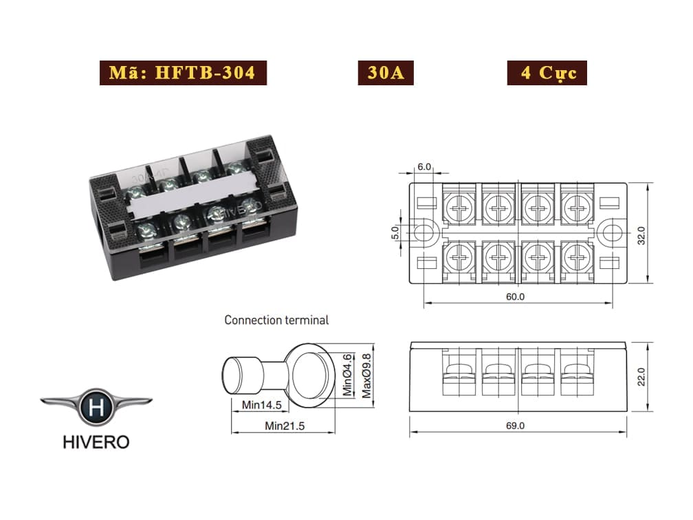 cầu đấu hivero hftb-304; cầu đấu dây điện hftb-304; domino hftb-304; cầu đấu terminal khối hftb-304; cầu đấu dây điện domino hftb-304; cầu đấu dây terminal khối hftb-304; terminal block hftb-304;