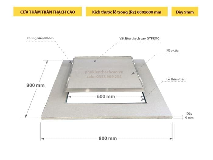 cửa thăm trần thạch cao duo-cap600x9; cửa thăm trần tiêu chuẩn duo-cap600x9; tấm thăm trần thạch cao 600x600; tấm thăm trần 600x600mm 1 lớp; nắp thăm trần 600x600; lỗ thăm trần thạch cao 600x600;