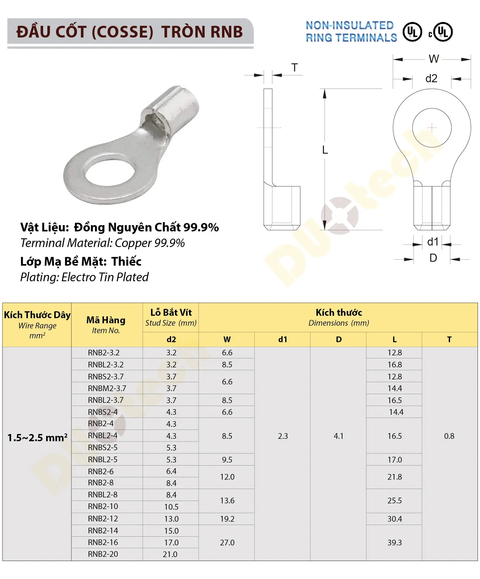 đầu cos tròn 2.5 2.5mm 2.5mm2 KST KS đài loan taiwan