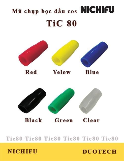 vỏ áo nhựa pvc cách điện đầu bọp mũ chụp đầu cốt cos cosse nichifu tic80 -red -yel -blu -grn -blk -clr tic80 nichifu; tic80 nichifu insulation caps; chụp đầu cốt nichifu tic80; chụp đầu cốt nichifu tic80; mũ chụp cos tic80 nichifu; mũ chụp cos tic 80 nichifu; vỏ áo nhựa tic80 nichifu; vỏ áo nhựa tic 80 nichifu; đầu bọp tic80 nichifu; đầu bọp tic 80 nichifu; tic80-red nichifu red màu đỏ; tic80-yel nichifu yellow màu vàng; tic80-blu nichifu blue màu xanh dương; tic80-grn nichifu green màu xanh lá cây; tic80-blk nichifu black màu đen; tic80-clr nichifu clear transparent màu trong;