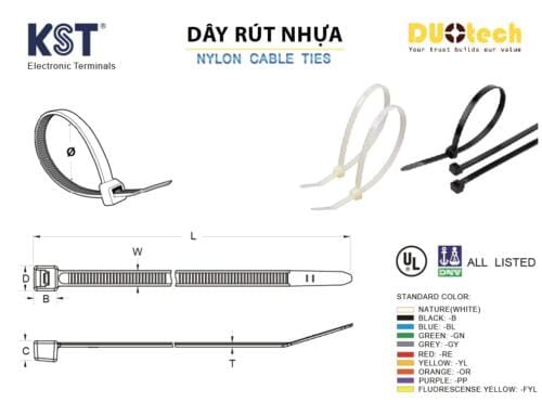 Dây rút thít nhựa thương hiệu KST Terminals Inc made in Taiwan xuất xứ Đài Loan K- 80 90 100 120 140 150 160 170 180 190 200 250 280 300 340 370 450 500 600 700 800 900 1000  I M S SD H L