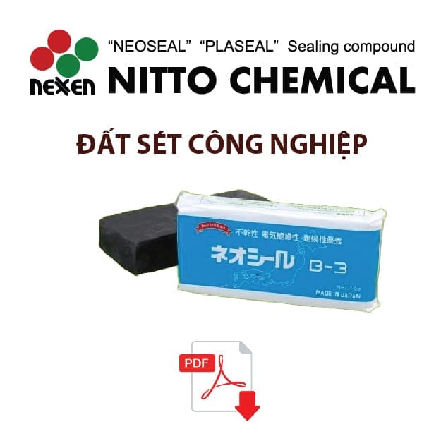 Bảng thông số kỹ thuật sản phẩm Catalogue đất sét công nghiệp loại Neoseal B3 B-3 xuất xứ nhật bản dùng bịt kín khe hở trám trít tủ bảng điện, được nhập khẩu và phân phối chính hãng thương nhãn hiệu brand maker Nitto kasei